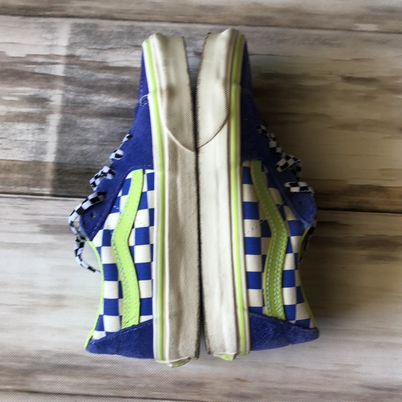 VANS SK8 LOW CHECKERBOARD  OFF THE WALL MENS 4/WOMANS 5.5 Green and blue - Picture 3 of 7